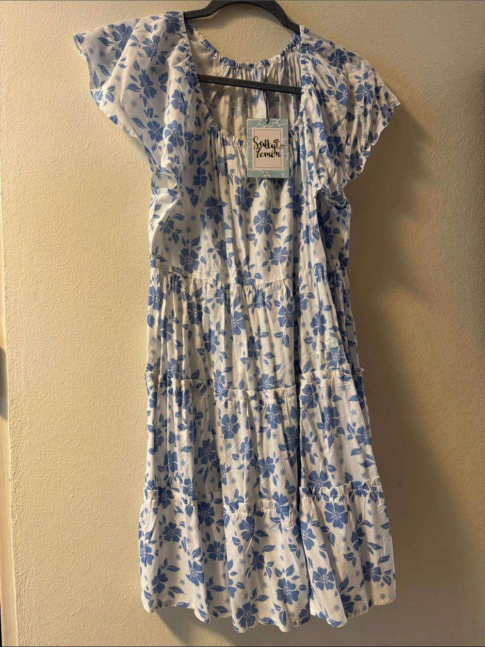 Salt + Lemon Blue Floral Tiered Mini Dress